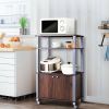 Modern 3-Shelf Kitchen Bakerâˆšâ‰ s Rack Cart on Wheels in Brown Wood Finish