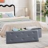 Light Grey Faux Leather Upholstered End of Bed Storage Bench Ottoman