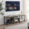 Industrial Farmhouse Grey Wood and Metal TV Stand with Media Storage Shelves