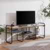 Modern Gray Wood and Metal Entertainment Center TV Stand for TV up to 65-inch