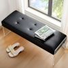 Modern Black Faux Leather Upholstered End of Bed Bench with Transparent Legs