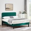 Queen size Green Upholstered Platform Bed Frame with Headboard