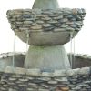 Outdoor Garden Patio 3-Tier Polyresin Stone Water Fountain with Pump