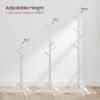 Modern Solid Wood Coat Rack in White Finish with 8 Hooks