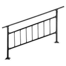 VEVOR Outdoor Stair Railing, Fits For 1-5 Steps Transitional Wrought Iron Handrail, Adjustable Exterior Stair Railing With Fence, Handrails For Concre