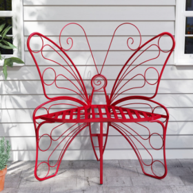 Modern Butterfly Cast Metal Garden Bench, Outdoor Bench Patio Seat, Park Bench Outdoor Seating For Garden, Yard, Park, Entrywa