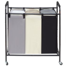 VEVOR 3-Section Laundry Basket, Heavy Duty Laundry Hamper Storage Organizer, Laundry Sorter Cart With Heavy Duty Lockable Wheels For Dirty Clothes In
