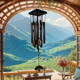 12 Tube Fan Pine Metal Multi Pipe Wind Chimes Anti-rust, Bronze Multiple Tube Outdoor Garden Or Courtyard Decoration