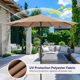 9-foot Outdoor Terrace Sunshade With 8 Ribs, Desktop Sunshade With Button Tilt Crank, UV Resistant And Waterproof, Suitable For Garden Deck, Backyard