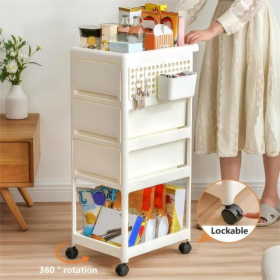 Storage Stroller - 4 Layer, Storage For Bedroom, Living Room, Kitchen,restroom,Flexible To Move, Can Put Toys, Snacks, Tools, Pet Supplies,PP Material
