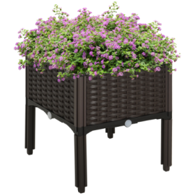 Outsunny Raised Garden Bed With Legs, Self-Watering Planter Box Raised Bed To Grow Flowers, Herbs  Vegetables, Brown