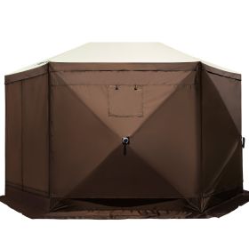 VEVOR Camping Gazebo Screen Tent, 6 Sided Pop Up Canopy Shelter Tent With Mesh Windows, Portable Carry Bag, Stakes, Large Shade Tents For Outdoor Camp