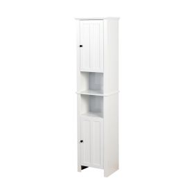 Bathroom Floor Cabinet 2 Doors 6 Shelves Wooden Storage 15.75x11.81