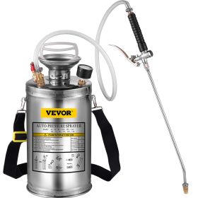 VEVOR 1.5Gal Stainless Steel Sprayer, 3.3FT Reinforced Hose, Hand Sprayer With Pressure Gauge Safety Valve, Adjustable Nozzle Suitable For Gardening
