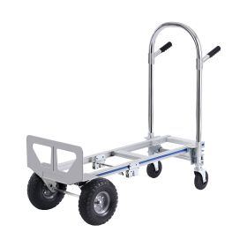 VEVOR Aluminum Hand Truck, 2 In 1, 800 Lbs Load Capacity, Heavy Duty Industrial Convertible Folding Hand Truck And Dolly, Utility Cart Converts From H