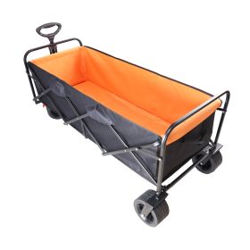 Large Capacity Folding Wagon Cart With Extra Long Extender For Garden, Beach