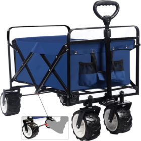 Collapsible Heavy Duty Beach Wagon Cart Outdoor Folding Utility Camping Garden Beach Cart With Universal Wheels Adjustable Handle Shopping