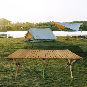 Multi-Function Foldable Wooden Patio Dining Table, Natural - Indoor Outdoor