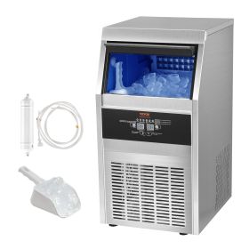 VEVOR 110V Commercial Ice Maker 65LBS 24H With 24LBS Bin, Full Heavy Duty Stainless Steel Construction, Automatic Operation, Clear Cube For Home Bar,