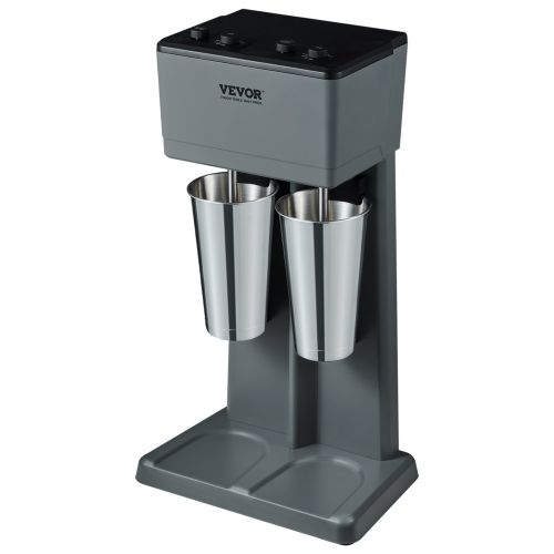 VEVOR Milkshake Maker, 375W X 2 Electric Milkshake Machine, Double Heads Drink Mixer Blender Machine, 3-Speed Milkshake Mixer With 2 X 820 Ml Stainles