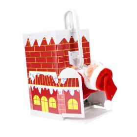 Christmas Santa Claus Doll With Music Electric Toy Over The Wall Climbing Chimney Cartoon Christmas Gift Need To Assemble Without Battery (Option: Cart)
