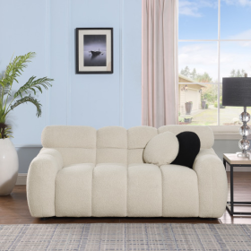 64.96 Length ,35.83 Deepth ,human Body Structure For USA People, Marshmallow Sofa,boucle Sofa ,2 Seater (Color: Beige)