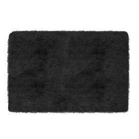 Fluffy Bedroom Rug 4’ x 2.6’ Anti-Skid Shaggy Area Rug Decorative Floor Carpet Mat for Nursery Bedroom Living Room (Option: RugFloorMatBlack)