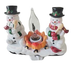 2024 Christmas Night Light,3D Christmas Light,Festive Campfire Light,Snowman Campfire Night Light,Christmas Eve Campfire Flickering Night Light,120V P (Option: Snowman)