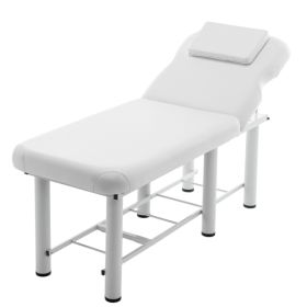 Professioanl Massage Table , Backrest Adjustable, Removable Headrest, Bottom Shelf Storage , Memory Foam Layer Salon Bed,White (Color: White)