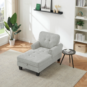 Chaise Lounge Indoor Sleeper Sofa Bed Chair Upholstered Lounge Chair For Bedroom Living Room With Rivets (Option: GrayBeige)