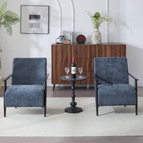 26.38 Modern Beige Lounge Chair With Polyester Upholstery And Sturdy Metal Frame, Ideal For Living Room, Bedroom, Or Office (Option: Blue Gray-2PCS)