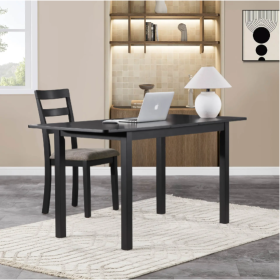 59 Extendable Dining Table, Modern House Dining Room Table For 4-8, Wooden Kitchen Table , Dining Room, Working Office, Home Living Room Furniture For (Color: Black)