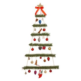 Wall Hanging Mounted Christmas Trees Illuminated Hanging Wall Decoration Ladder Tree Star Topper Handmade Christmas Trees Personalised Hanging Christm (Color: Green)