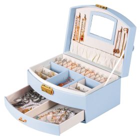 2-Layer Jewelry Box for Women Girls Lockable Leather Jewelry Organizer Jewelry Travel Case for Rings Earrings Necklaces Bracelets (Option: JewelryBoxPurple)