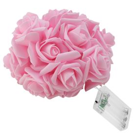 40 LEDs Rose Flower String Lights 10ft/3m Battery Operated Decorative Lights for Anniversary Valentine\'s Wedding Bedroom (Option: 2PcsFlowerLightPink)