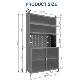 6 Level Flip Door Pantry Cabinet (Color: Grey)