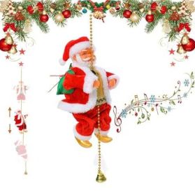 Christmas Santa Claus Doll With Music Electric Toy Over The Wall Climbing Chimney Cartoon Christmas Gift Need To Assemble Without Battery (Option: Climbing beads)
